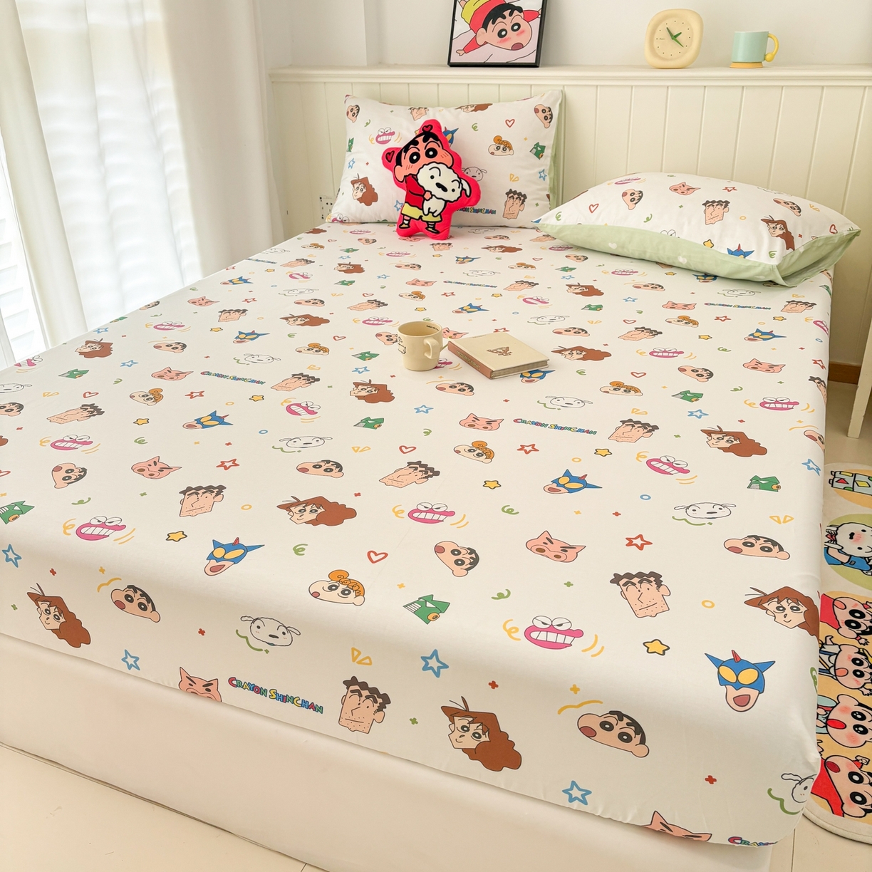 91家纺网 家纺一手货源 找家纺 孩子王家纺 2026新款卡通全棉纯棉正版授权小版蜡笔小新系列单床笠床笠单件单品床笠-含防伪码 温馨小新