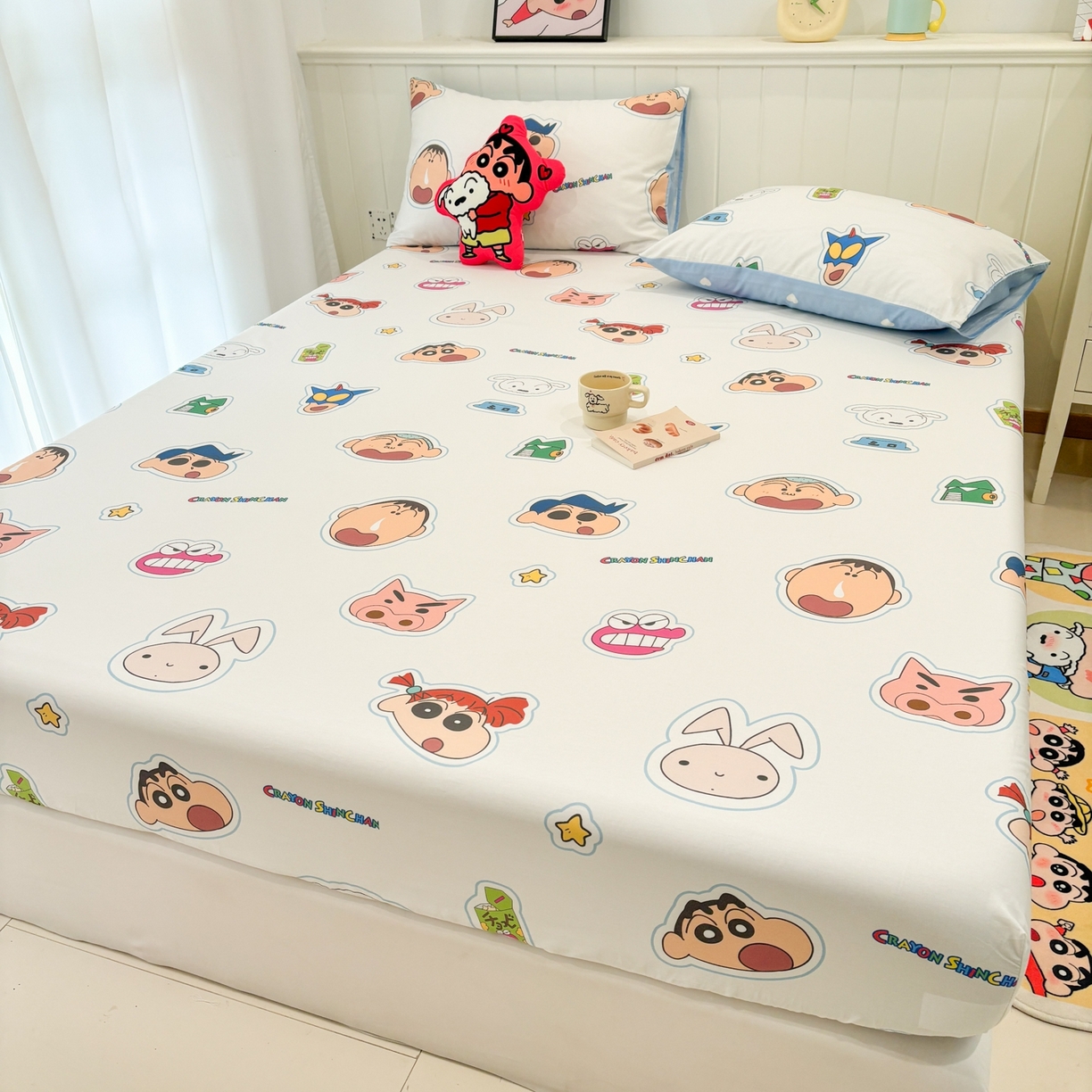 91家纺网 家纺一手货源 找家纺 孩子王家纺 2026新款卡通全棉纯棉正版授权小版蜡笔小新系列单床笠床笠单件单品床笠-含防伪码 欢乐小新