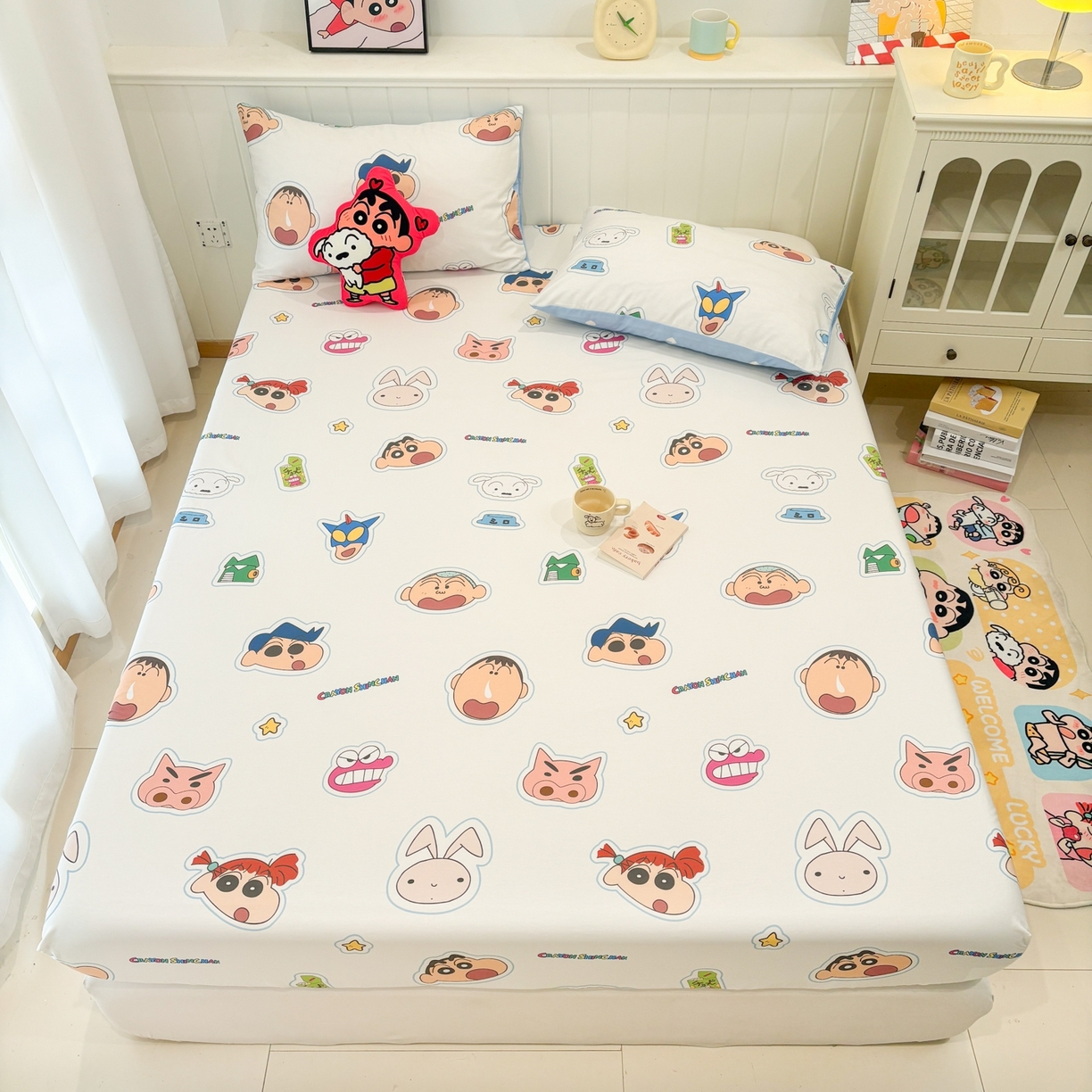 91家纺网 家纺一手货源 找家纺 孩子王家纺 2026新款卡通全棉纯棉正版授权小版蜡笔小新系列单床笠床笠单件单品床笠-含防伪码 欢乐小新