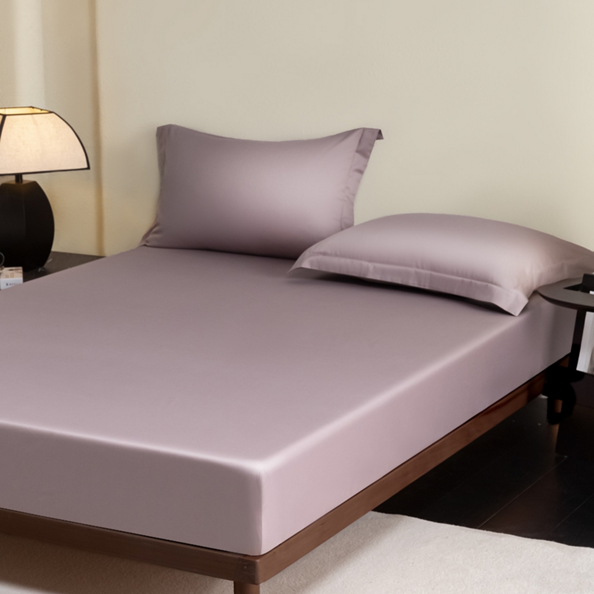 91家纺网 家纺一手货源 找家纺 秀色家纺 2026新款高端Pro+全棉纯棉床笠三件套纯棉床垫保护套简约纯色床套防尘罩单件 梦易-香芋紫