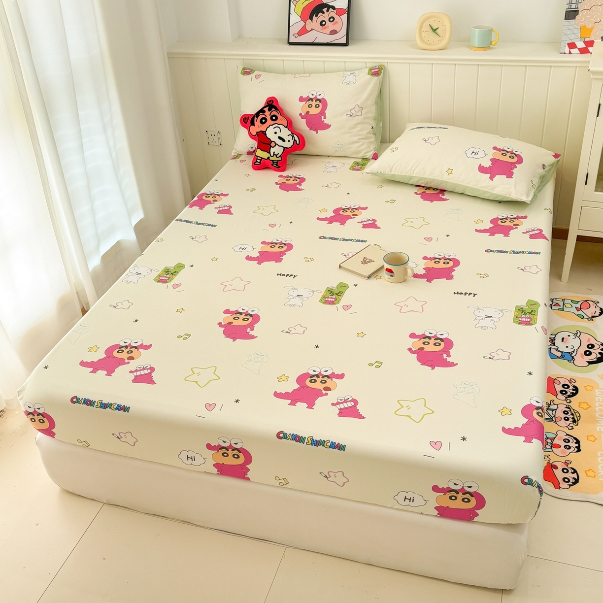 91家纺网 家纺一手货源 找家纺 孩子王家纺 2026新款卡通全棉纯棉正版授权小版蜡笔小新系列单床笠床笠单件单品床笠-含防伪码 童趣小新