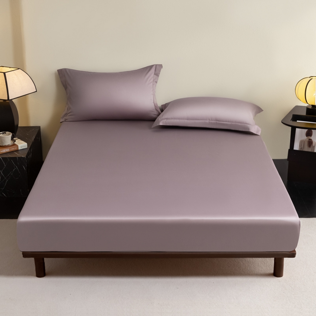 91家纺网 家纺一手货源 找家纺 秀色家纺 2026新款高端Pro+全棉纯棉床笠三件套纯棉床垫保护套简约纯色床套防尘罩单件 梦易-香芋紫
