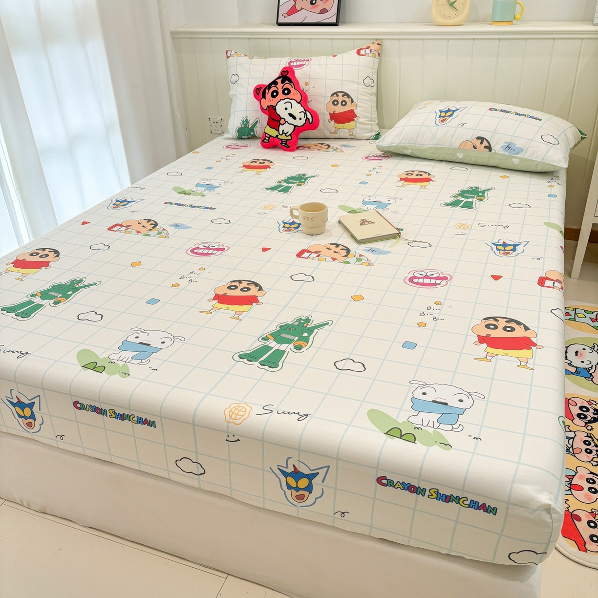 91家纺网 家纺一手货源 找家纺 孩子王家纺 2026新款卡通全棉纯棉正版授权小版蜡笔小新系列单床笠床笠单件单品床笠-含防伪码 动感小新