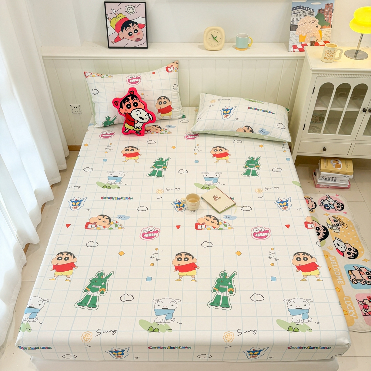 91家纺网 家纺一手货源 找家纺 孩子王家纺 2026新款卡通全棉纯棉正版授权小版蜡笔小新系列单床笠床笠单件单品床笠-含防伪码 动感小新