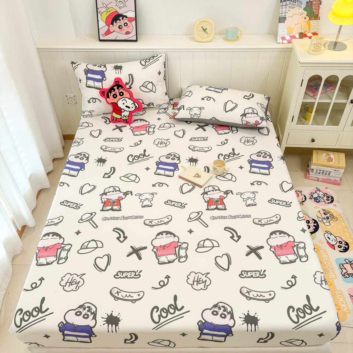91家纺网 家纺一手货源 找家纺 孩子王家纺 2026新款卡通全棉纯棉正版授权小版蜡笔小新系列单床笠床笠单件单品床笠-含防伪码 活宝小新