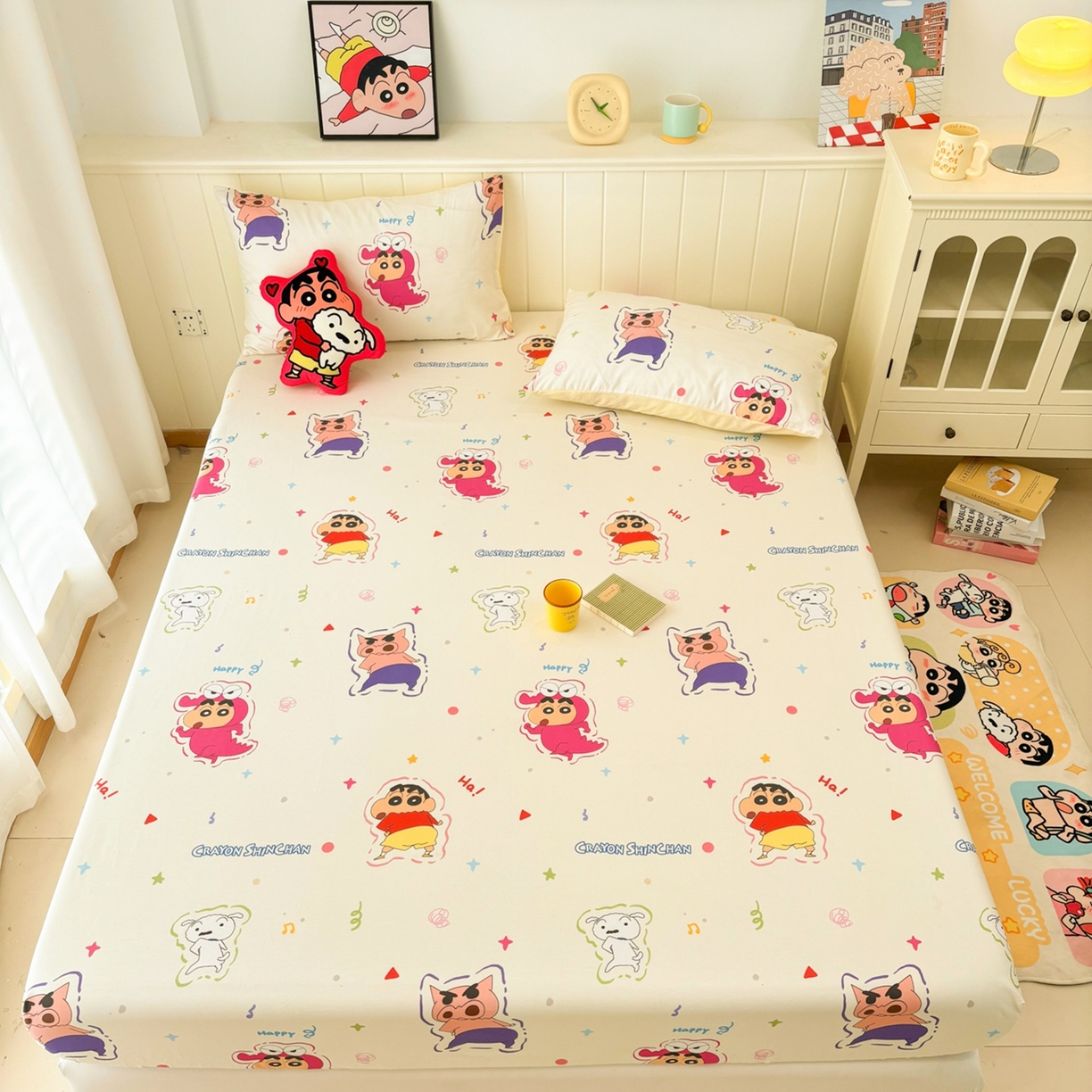 91家纺网 家纺一手货源 找家纺 孩子王家纺 2026新款卡通全棉纯棉正版授权小版蜡笔小新系列单床笠床笠单件单品床笠-含防伪码 搞笑小新