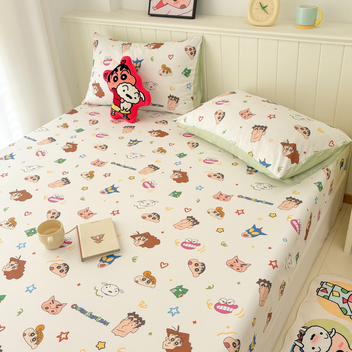 91家纺网 家纺一手货源 找家纺 孩子王家纺 2026新款卡通全棉纯棉正版授权小版蜡笔小新系列单床笠床笠单件单品床笠-含防伪码 温馨小新
