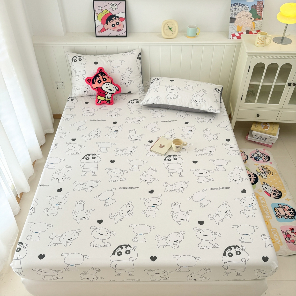 91家纺网 家纺一手货源 找家纺 孩子王家纺 2026新款卡通全棉纯棉正版授权小版蜡笔小新系列单床笠床笠单件单品床笠-含防伪码 快乐小新