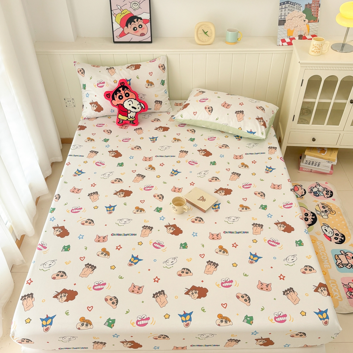 91家纺网 家纺一手货源 找家纺 孩子王家纺 2026新款卡通全棉纯棉正版授权小版蜡笔小新系列单床笠床笠单件单品床笠-含防伪码 温馨小新