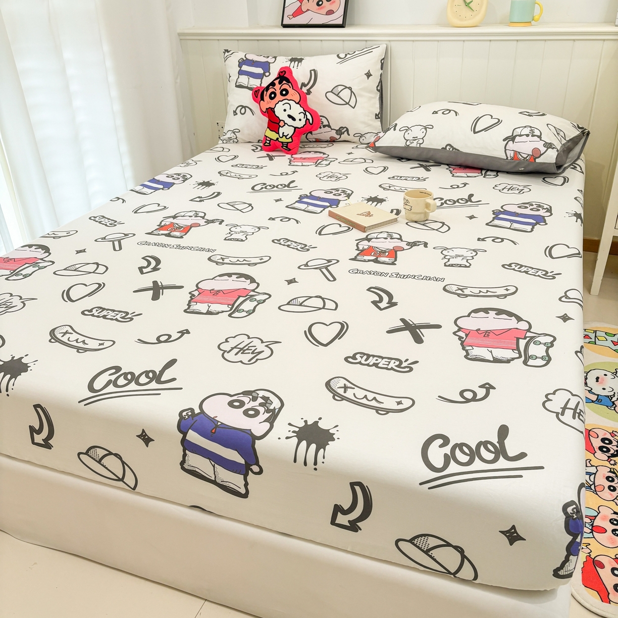 91家纺网 家纺一手货源 找家纺 孩子王家纺 2026新款卡通全棉纯棉正版授权小版蜡笔小新系列单床笠床笠单件单品床笠-含防伪码 活宝小新