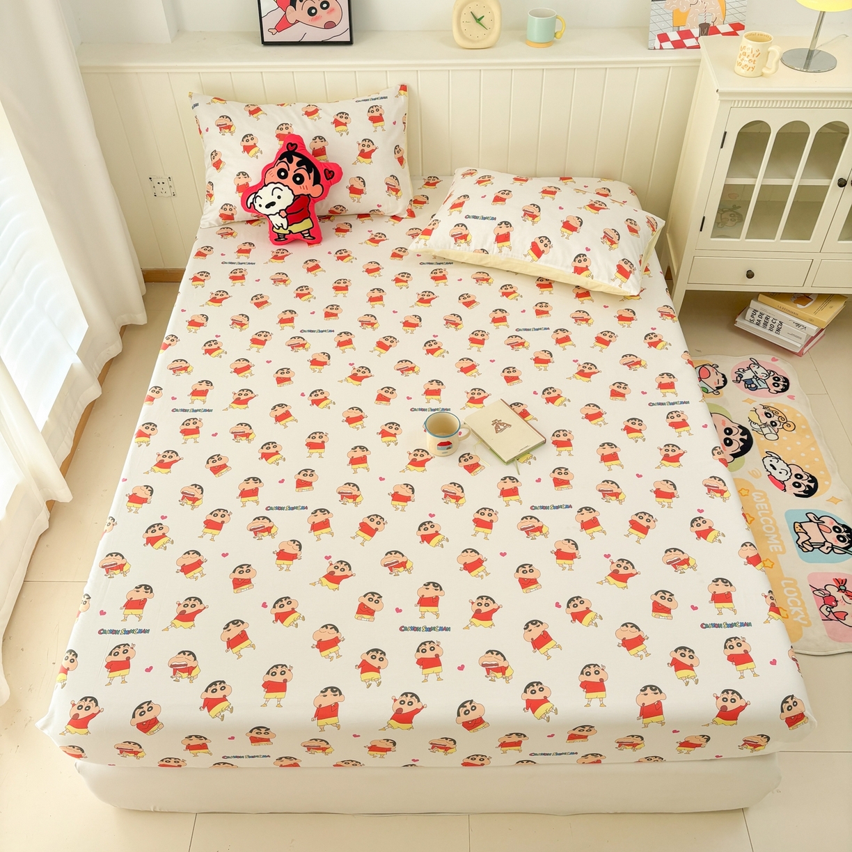 91家纺网 家纺一手货源 找家纺 孩子王家纺 2026新款卡通全棉纯棉正版授权小版蜡笔小新系列单床笠床笠单件单品床笠-含防伪码 无厘头小新