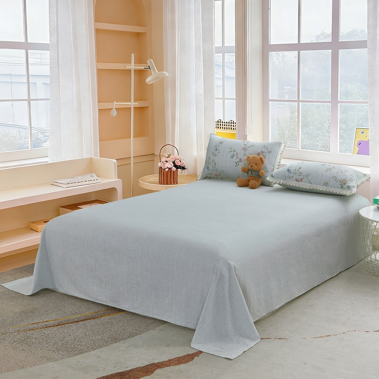 91家纺网 家纺一手货源 找家纺 恋之语 2026新款全棉花边色织水洗棉花边四件套 春日花蔓