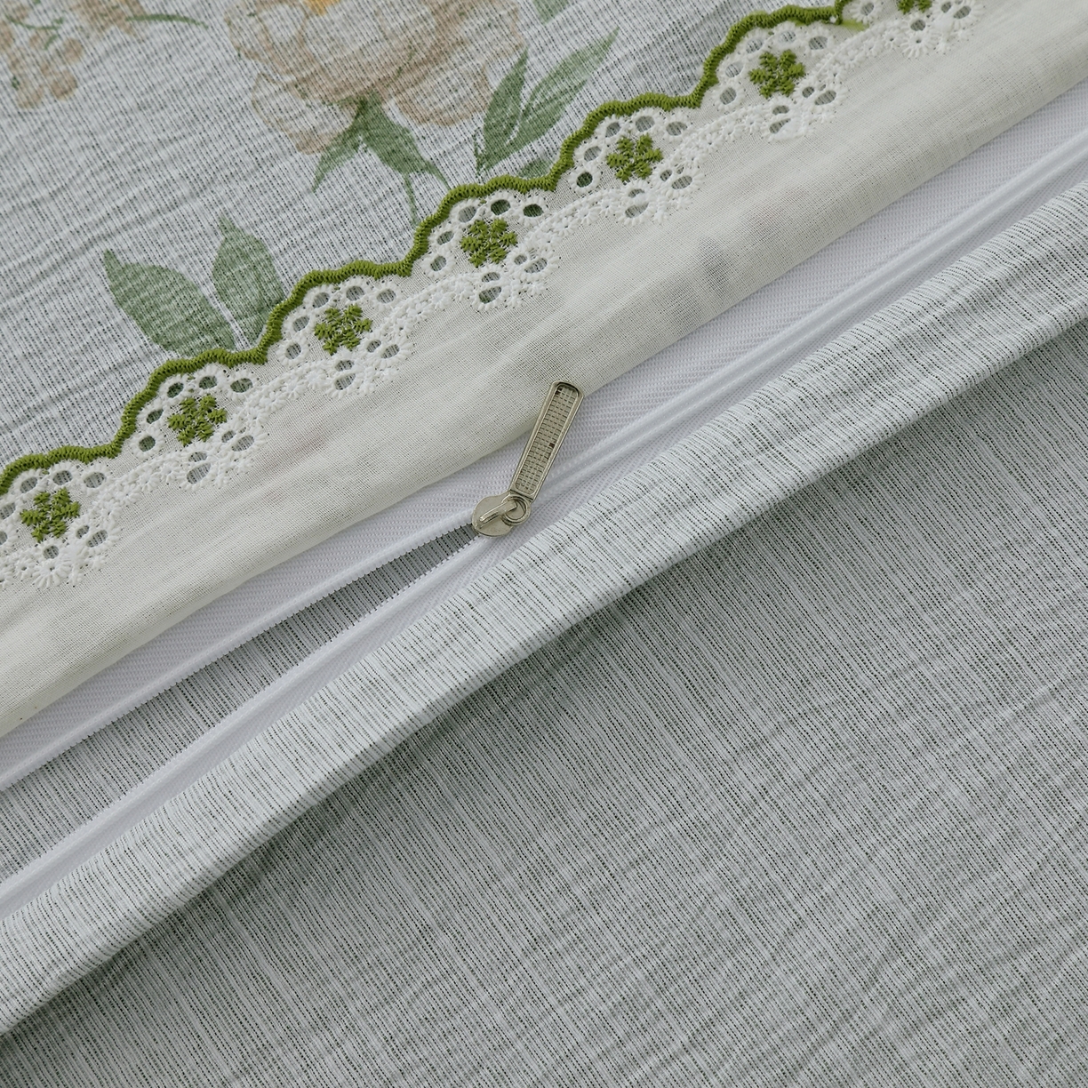 91家纺网 家纺一手货源 找家纺 恋之语 2026新款全棉花边色织水洗棉花边四件套 春日花蔓