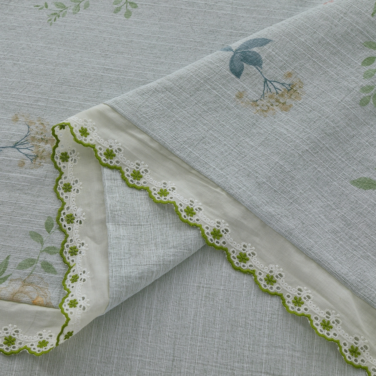 91家纺网 家纺一手货源 找家纺 恋之语 2026新款全棉花边色织水洗棉花边四件套 春日花蔓