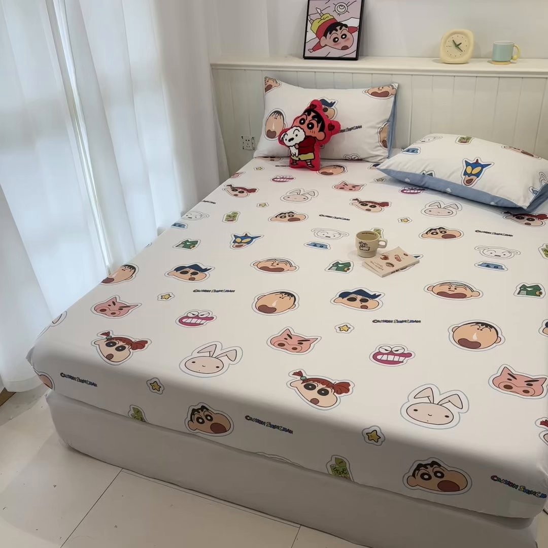 91家纺网 家纺一手货源 找家纺 孩子王家纺 2026新款卡通全棉纯棉正版授权小版蜡笔小新系列单床笠床笠单件单品床笠-含防伪码 欢乐小新