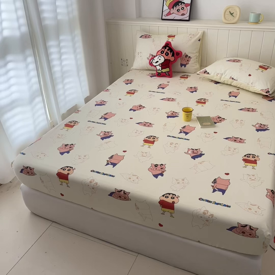 91家纺网 家纺一手货源 找家纺 孩子王家纺 2026新款卡通全棉纯棉正版授权小版蜡笔小新系列单床笠床笠单件单品床笠-含防伪码 乐天派小新