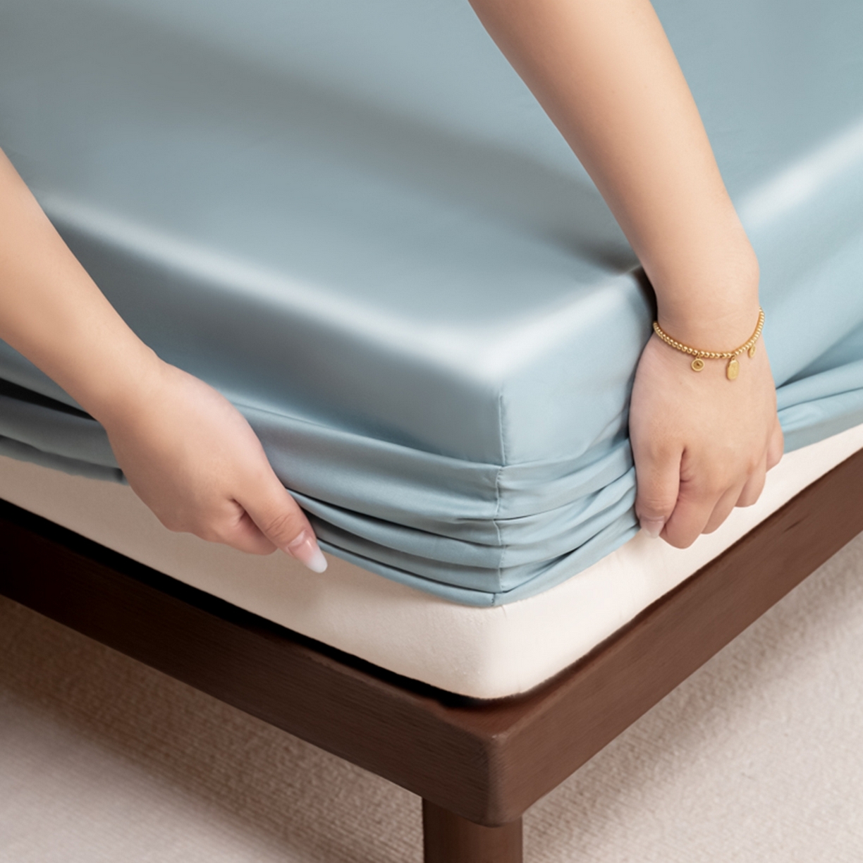 91家纺网 家纺一手货源 找家纺 秀色家纺 2026新款高端Pro+全棉纯棉床笠三件套纯棉床垫保护套简约纯色床套防尘罩单件 梦易-郁兰