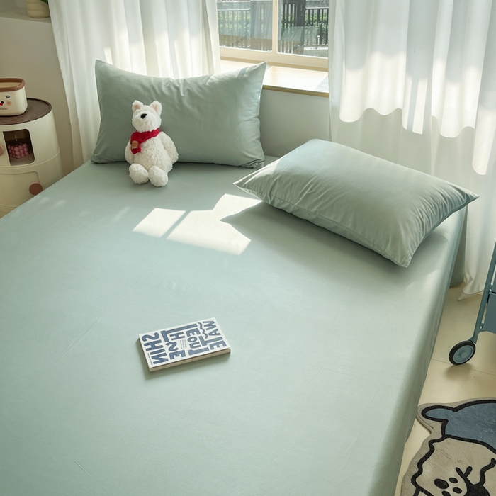 91家纺网 家纺一手货源 找家纺 泽西家纺+V17798841158发大图 2026新款A类全棉纯棉13376单品床单床单单件 豆绿