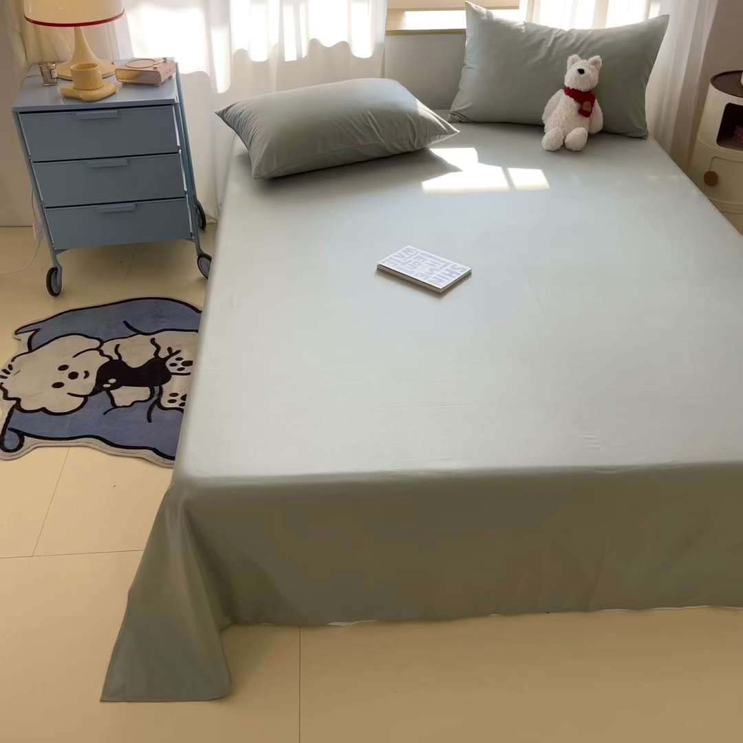 91家纺网 家纺一手货源 找家纺 泽西家纺+V17798841158发大图 2026新款A类全棉纯棉13376单品床单床单单件 豆绿