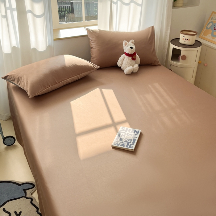 91家纺网 家纺一手货源 找家纺 泽西家纺+V17798841158发大图 2026新款A类全棉纯棉13376单品床单床单单件 焦糖