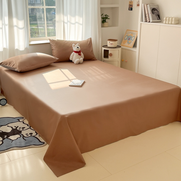 91家纺网 家纺一手货源 找家纺 泽西家纺+V17798841158发大图 2026新款A类全棉纯棉13376单品床单床单单件 焦糖