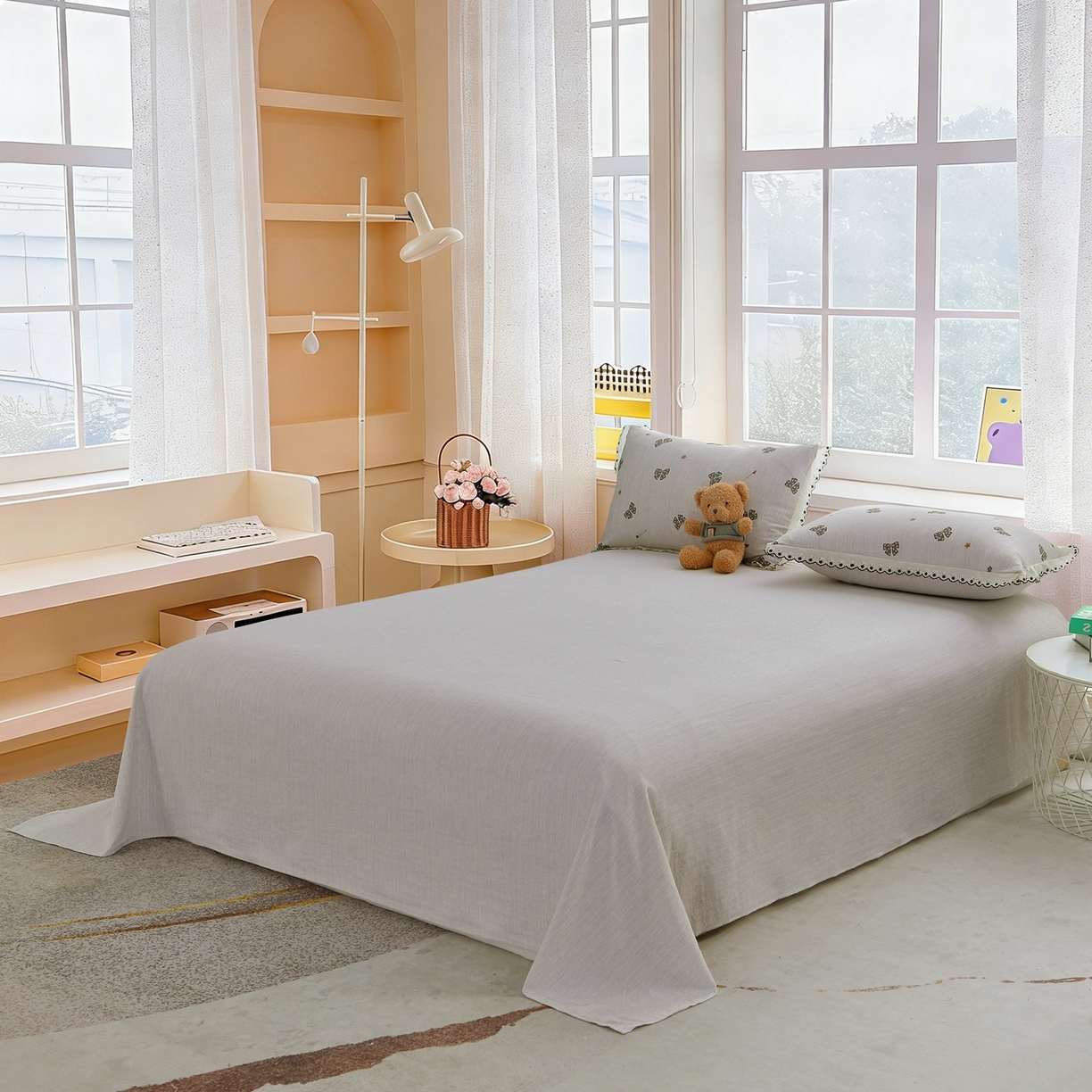 91家纺网 家纺一手货源 找家纺 恋之语 2026新款全棉花边色织水洗棉花边四件套 墨蝶轻舞