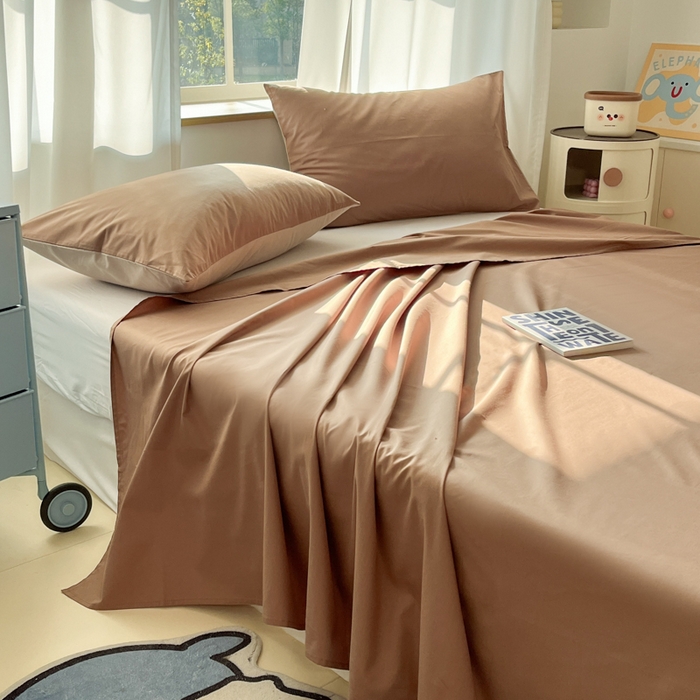 91家纺网 家纺一手货源 找家纺 泽西家纺+V17798841158发大图 2026新款A类全棉纯棉13376单品床单床单单件 焦糖