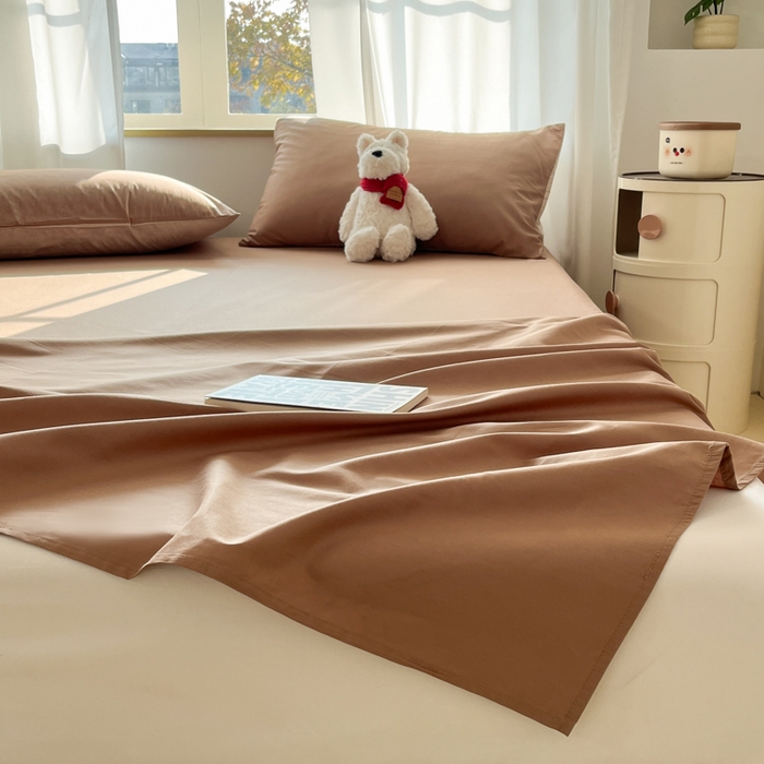 91家纺网 家纺一手货源 找家纺 泽西家纺+V17798841158发大图 2026新款A类全棉纯棉13376单品床单床单单件 焦糖