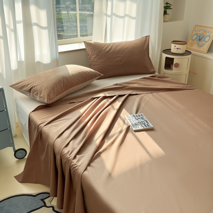 91家纺网 家纺一手货源 找家纺 泽西家纺+V17798841158发大图 2026新款A类全棉纯棉13376单品床单床单单件 焦糖