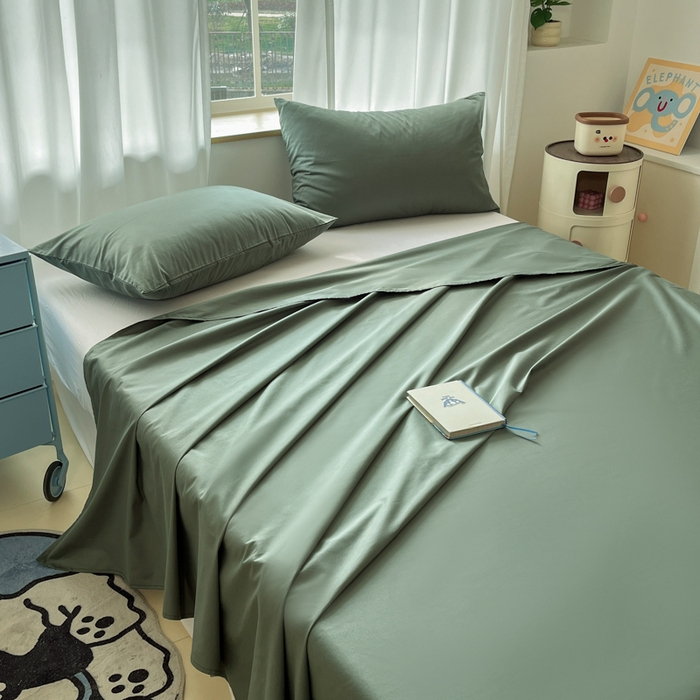 91家纺网 家纺一手货源 找家纺 泽西家纺+V17798841158发大图 2026新款A类全棉纯棉13376单品床单床单单件 军绿