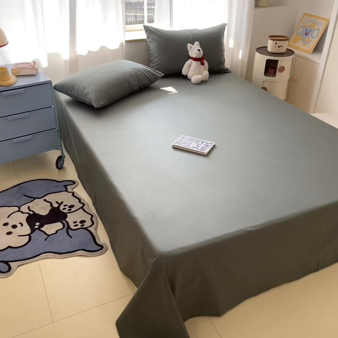 91家纺网 家纺一手货源 找家纺 泽西家纺+V17798841158发大图 2026新款A类全棉纯棉13376单品床单床单单件 军绿