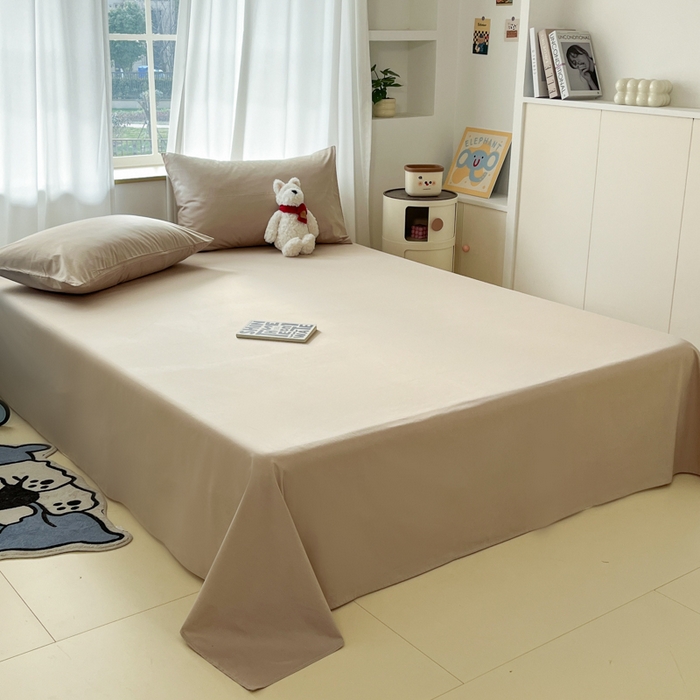 91家纺网 家纺一手货源 找家纺 泽西家纺+V17798841158发大图 2026新款A类全棉纯棉13376单品床单床单单件 卡其