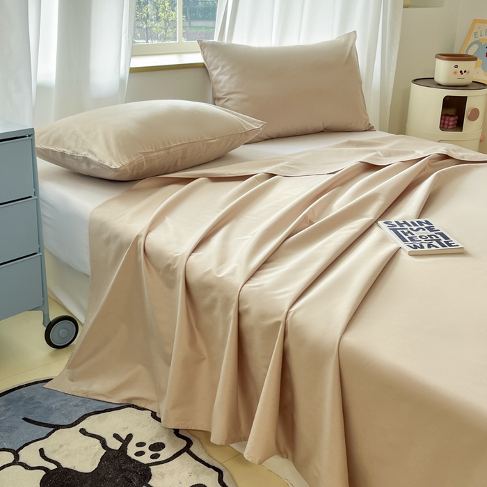 91家纺网 家纺一手货源 找家纺 泽西家纺+V17798841158发大图 2026新款A类全棉纯棉13376单品床单床单单件 卡其