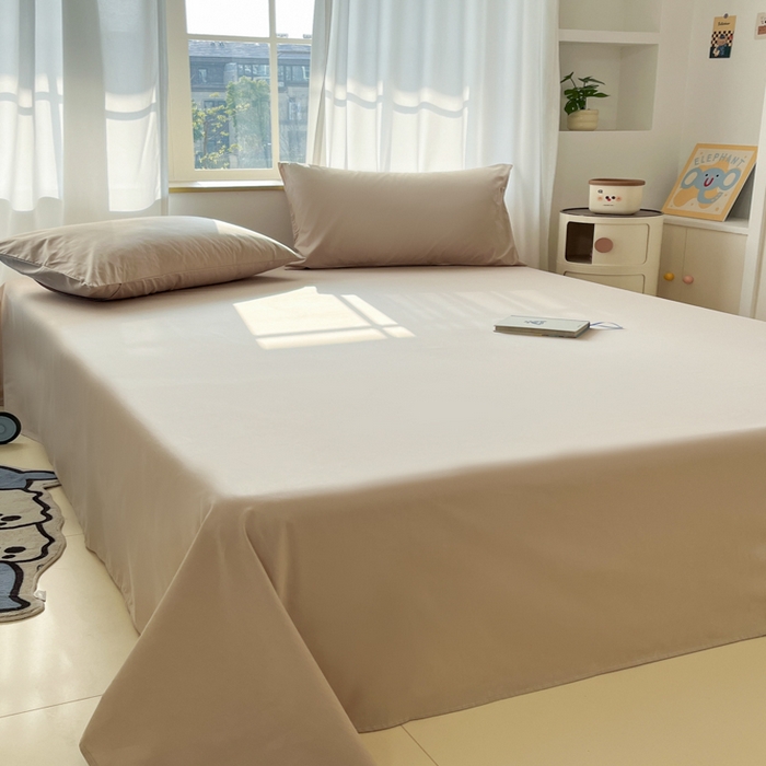 91家纺网 家纺一手货源 找家纺 泽西家纺+V17798841158发大图 2026新款A类全棉纯棉13376单品床单床单单件 卡其