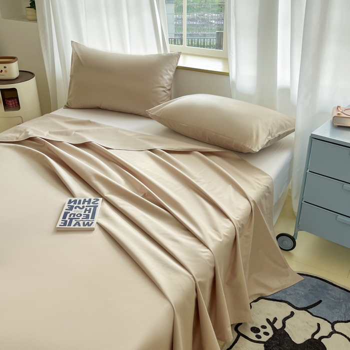 91家纺网 家纺一手货源 找家纺 泽西家纺+V17798841158发大图 2026新款A类全棉纯棉13376单品床单床单单件 卡其