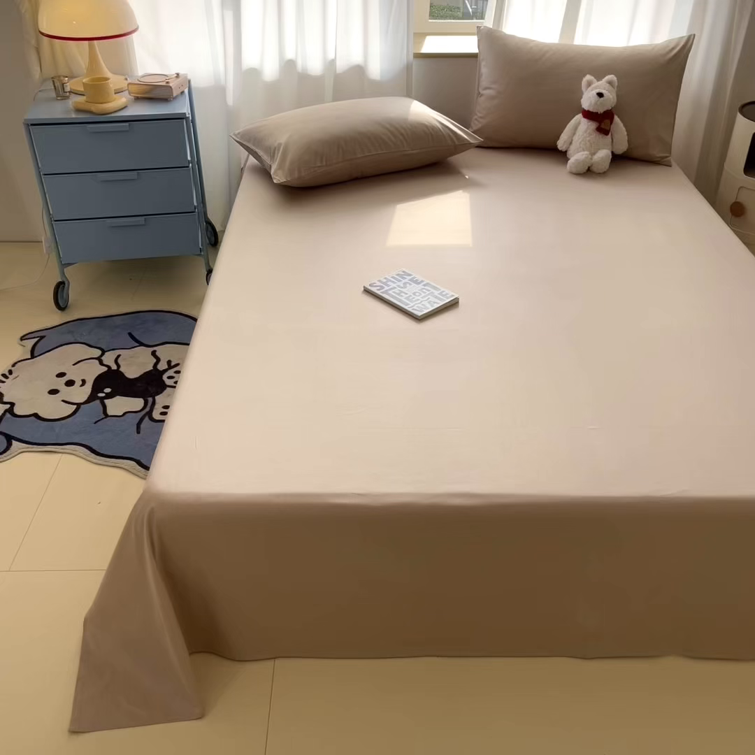 91家纺网 家纺一手货源 找家纺 泽西家纺+V17798841158发大图 2026新款A类全棉纯棉13376单品床单床单单件 卡其