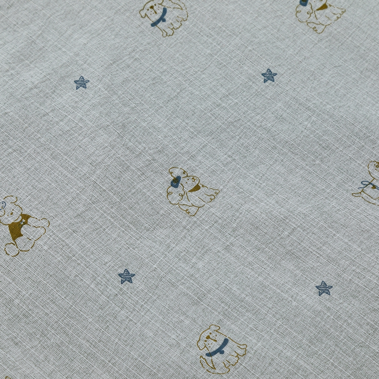 91家纺网 家纺一手货源 找家纺 恋之语 2026新款全棉花边色织水洗棉花边四件套 浅蓝萌宠