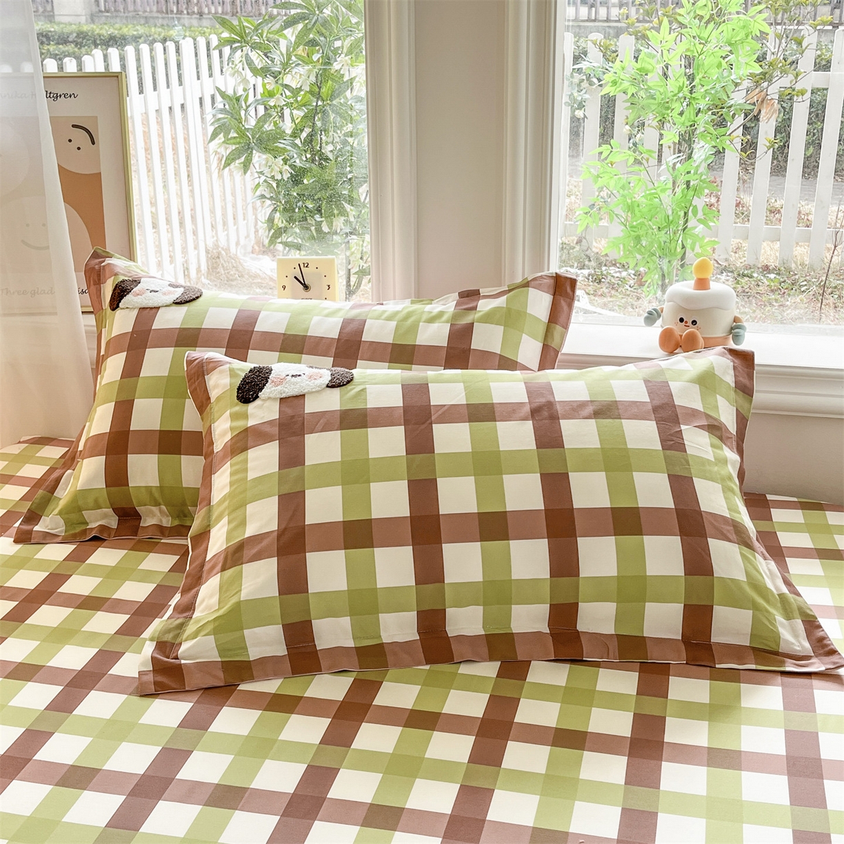 91家纺网 家纺一手货源 找家纺 笙意家纺 2026新款50S全棉纯棉毛巾绣单品床笠床笠单件 复古格犬