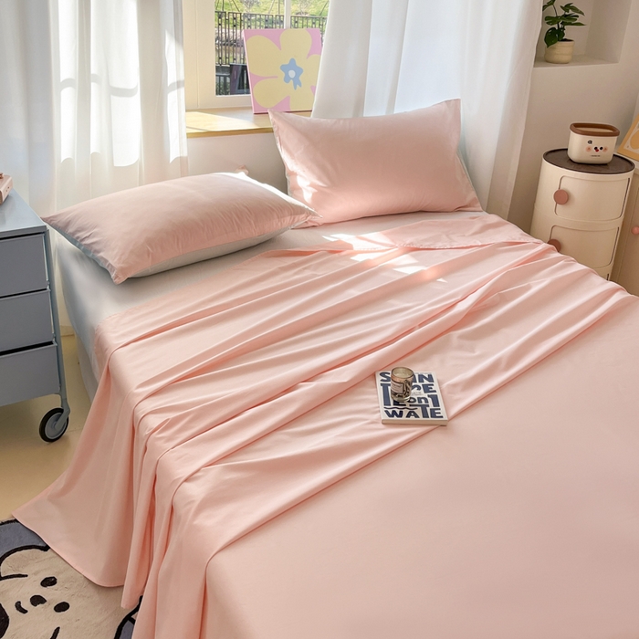 91家纺网 家纺一手货源 找家纺 泽西家纺+V17798841158发大图 2026新款A类全棉纯棉13376单品床单床单单件 米月粉