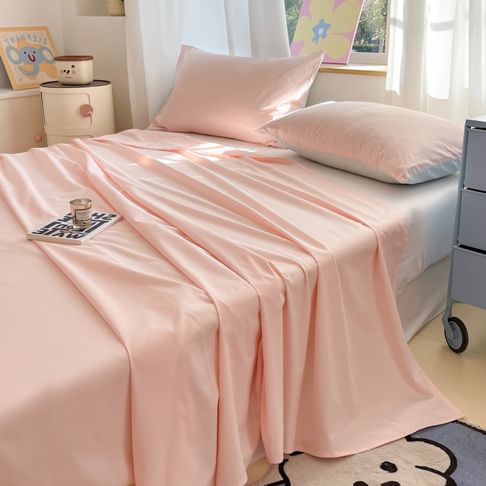 91家纺网 家纺一手货源 找家纺 泽西家纺+V17798841158发大图 2026新款A类全棉纯棉13376单品床单床单单件 米月粉