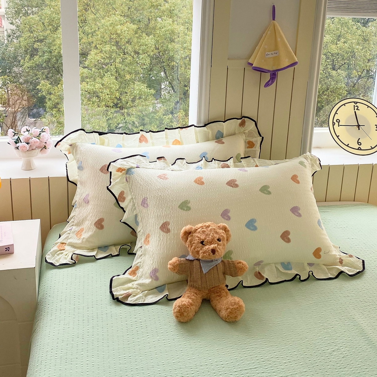 91家纺网 家纺一手货源 找家纺 （总）爱橙家纺（原艾橙家纺） 2026春夏新款韩式花边110g超柔泡芙纱四件套