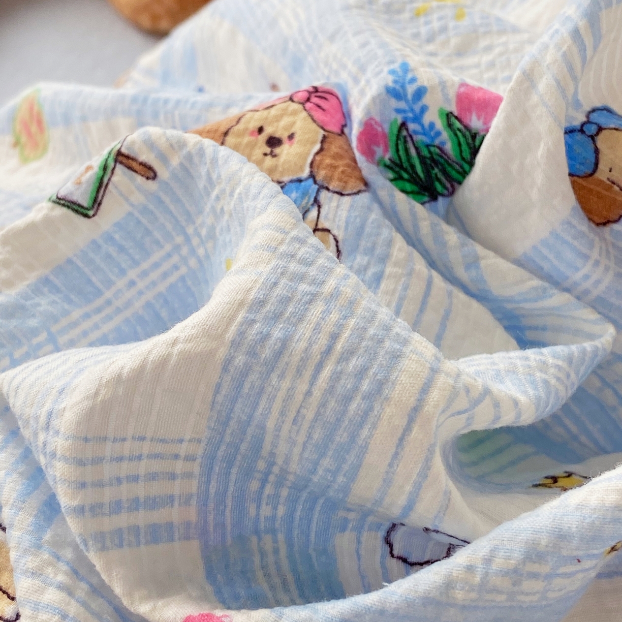 91家纺网 家纺一手货源 找家纺 爱橙家纺（原艾橙家纺） 2026春夏新款韩式花边110g超柔泡芙纱四件套 汪旺记