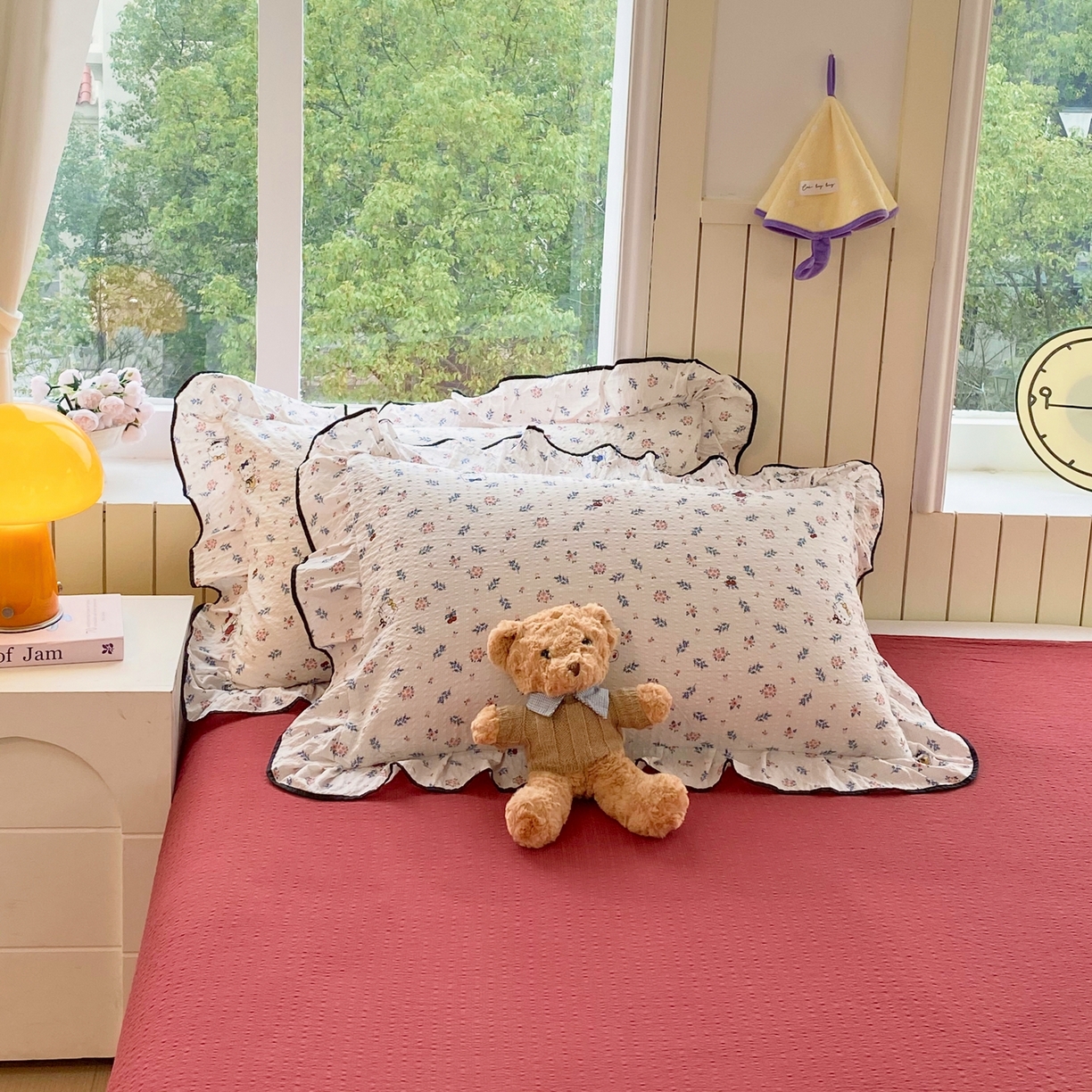 91家纺网 家纺一手货源 找家纺 爱橙家纺（原艾橙家纺） 2026春夏新款韩式花边110g超柔泡芙纱四件套 花町软猫