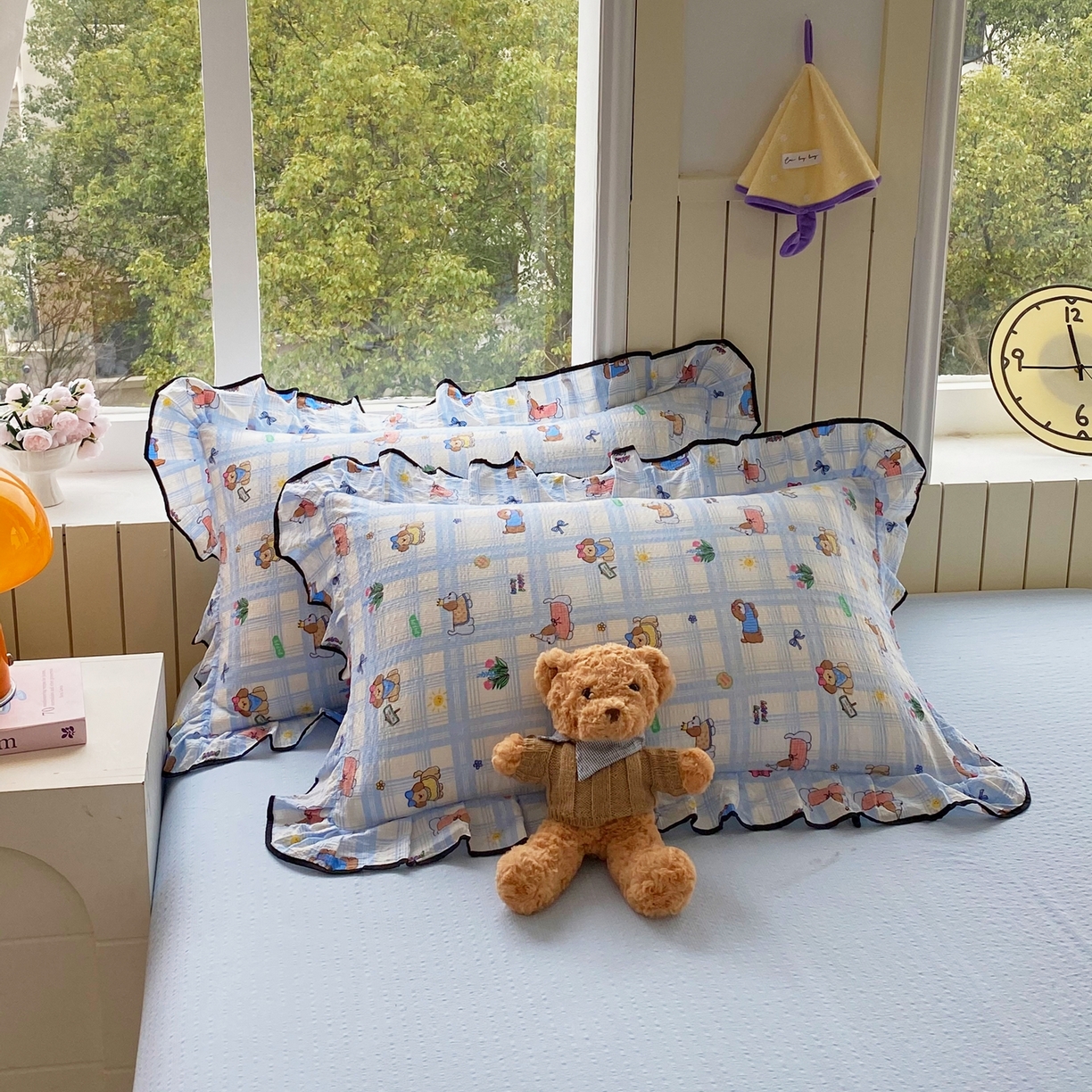 91家纺网 家纺一手货源 找家纺 爱橙家纺（原艾橙家纺） 2026春夏新款韩式花边110g超柔泡芙纱四件套 汪旺记