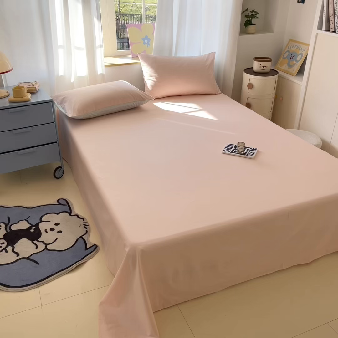 91家纺网 家纺一手货源 找家纺 泽西家纺+V17798841158发大图 2026新款A类全棉纯棉13376单品床单床单单件 米月粉