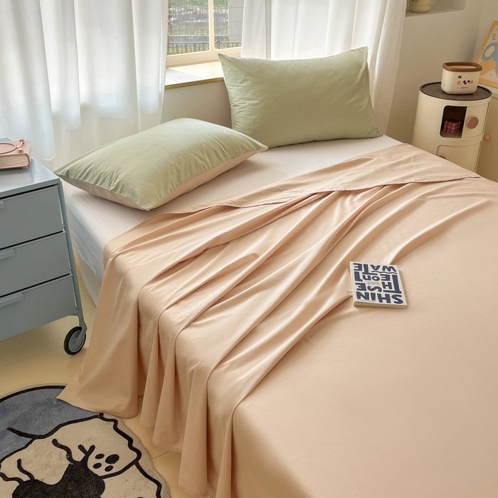 91家纺网 家纺一手货源 找家纺 泽西家纺+V17798841158发大图 2026新款A类全棉纯棉13376单品床单床单单件 奶茶杏