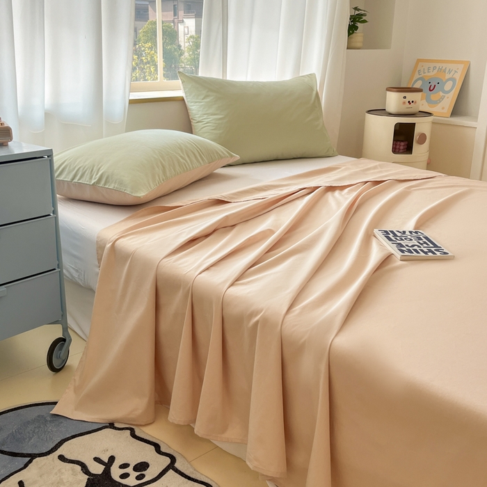 91家纺网 家纺一手货源 找家纺 泽西家纺+V17798841158发大图 2026新款A类全棉纯棉13376单品床单床单单件 奶茶杏