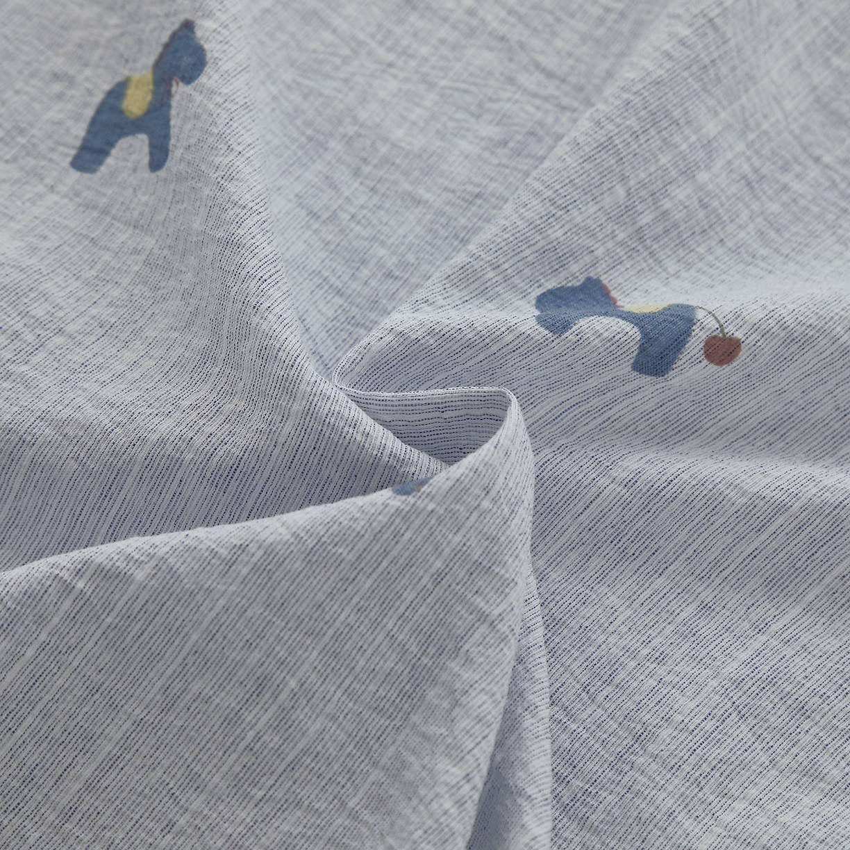 91家纺网 家纺一手货源 找家纺 恋之语 2026新款全棉花边色织水洗棉花边四件套 浅蓝汪汪