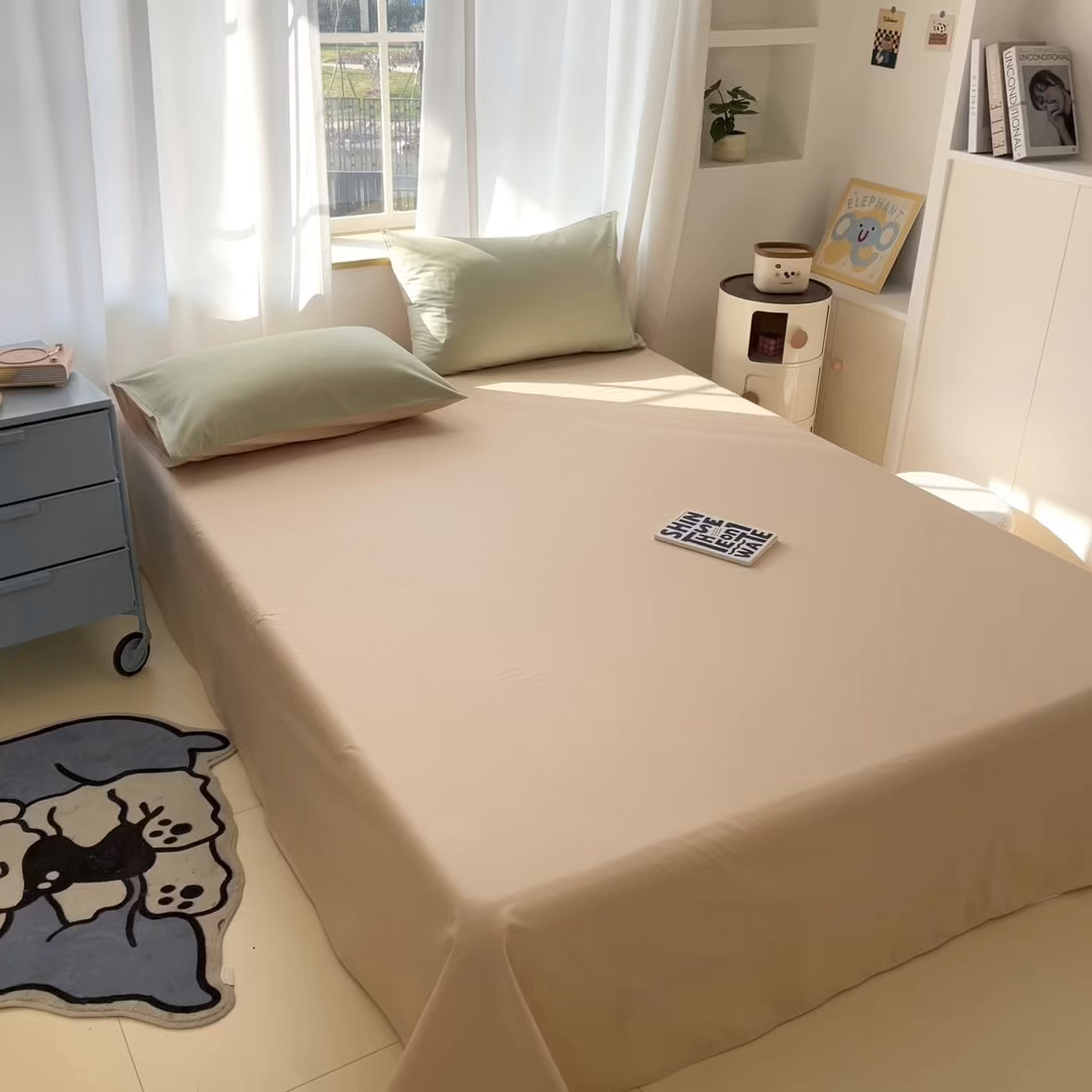 91家纺网 家纺一手货源 找家纺 泽西家纺+V17798841158发大图 2026新款A类全棉纯棉13376单品床单床单单件 奶茶杏