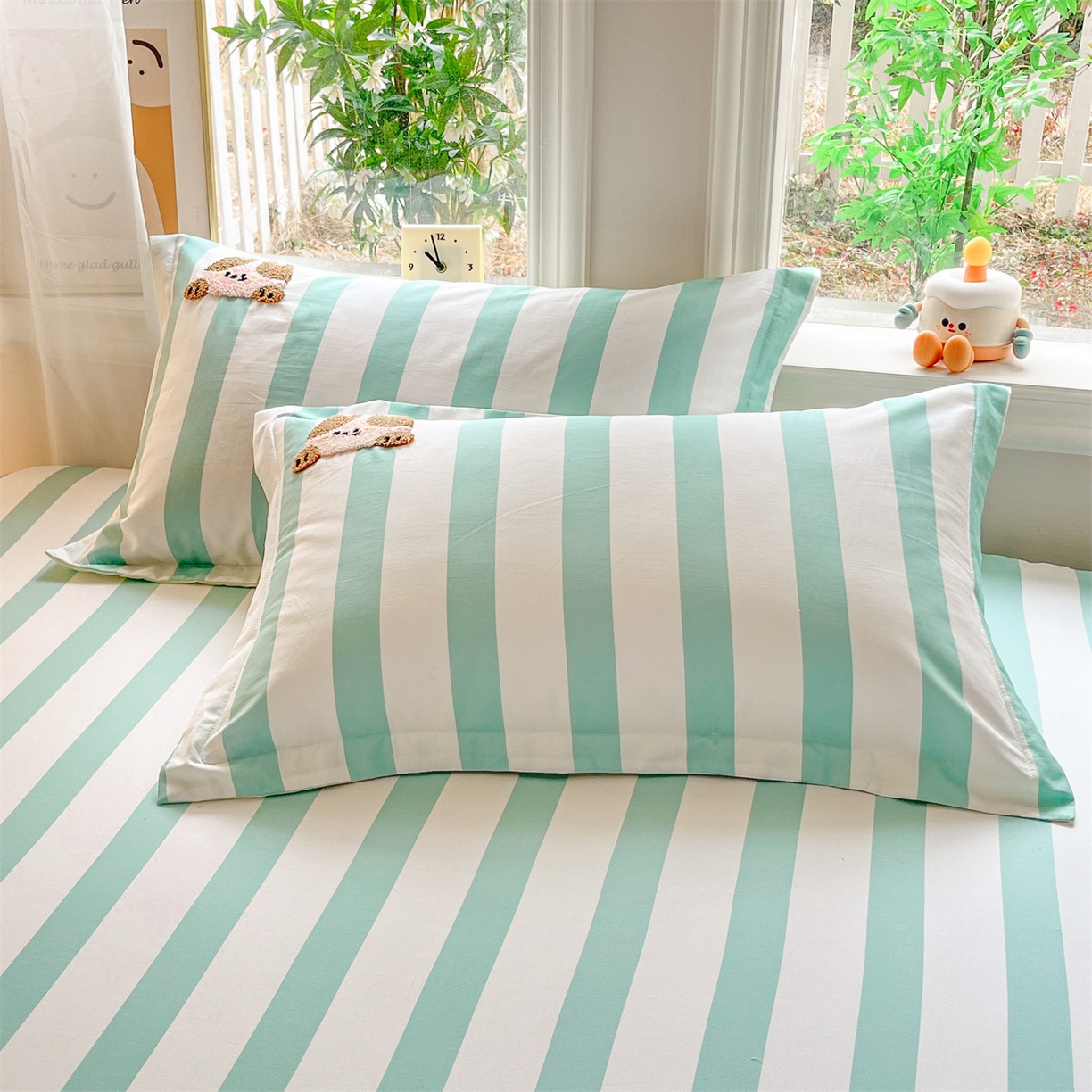 91家纺网 家纺一手货源 找家纺 笙意家纺 2026新款50S全棉纯棉毛巾绣单品床笠床笠单件 海盐萌宠